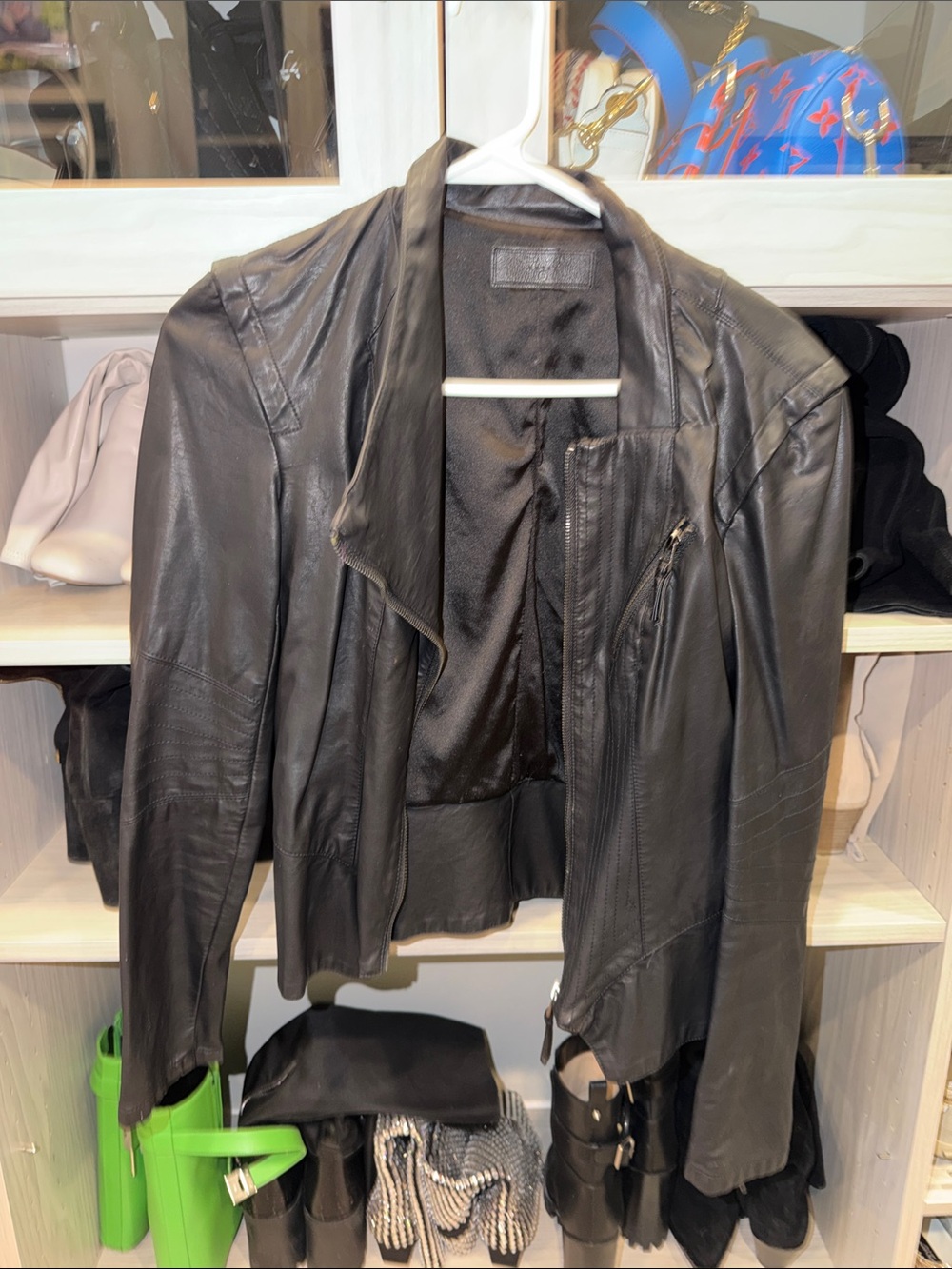 Blank NYC Black Leather Asymmetrical Zip Jacket
